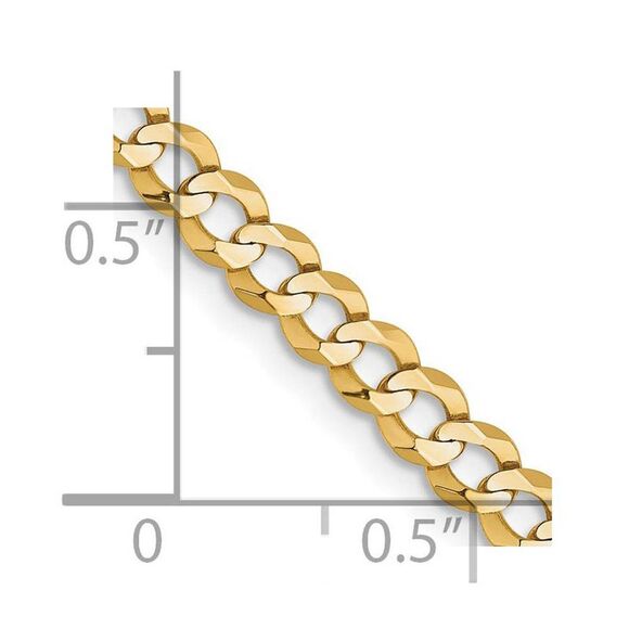 3.75mm 14K Yellow Gold Solid Light Flat Curb Chain Necklace, 20 Inch